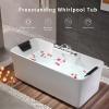 image59 in Acrylic Freestanding Bath Tub Hydromassage Gracefully Rectangle Shaped 8 Water Jets Soaking SPA DoubleEnded Massage Bathtubs with Two Black Pillows  WhiteWhite