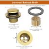 imageBath Tub Drain and Overflow Kit Tub Drain Replacement with TwoHole Overflow Faceplate and Universal FineCoarse Thread Brushed Gold