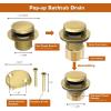imageBath Tub Drain and Overflow Kit Tub Drain Replacement with TwoHole Overflow Faceplate and Universal FineCoarse Thread Brushed Gold