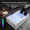 imageEmpava 1125W Whirlpool Tub72quot x 48quot Jetted Bathtub for 2 Person Hydro Massage ampamp ChromatherapyETL Certified3 Sided ApronAcrylic 110 GallonsLeft DrainWhite
