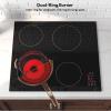 imageEmpava 12 Inch Builtin Electric Cooktop with 2 Burners Touch Control Individual Timers Stop ampamp Go Child Lock Flush Mount Design ETL Certified 1200W ampamp 1800W Zones Hard WiredNo Plug24 Inch