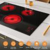 imageEmpava 12 Inch Builtin Electric Cooktop with 2 Burners Touch Control Individual Timers Stop ampamp Go Child Lock Flush Mount Design ETL Certified 1200W ampamp 1800W Zones Hard WiredNo Plug30 4 Burners