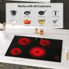 imageEmpava 12 Inch Builtin Electric Cooktop with 2 Burners Touch Control Individual Timers Stop ampamp Go Child Lock Flush Mount Design ETL Certified 1200W ampamp 1800W Zones Hard WiredNo Plug30 4 Burners