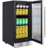 imageEmpava 15quot Beverage Refrigerator Cooler 84 Cans Freestanding Mini Fridge Cellar for Soda Beer Wine with Digital Display in Stainless Steel 15 Inch