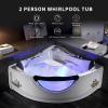 imageEmpava 2 Person Corner Whirlpool Bathtub with 10 Jets Jetted Tub with Light and Heater Hydro Massage Tub with Chromatherapy ETL CertifiedModern