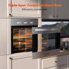 imageEmpava 24 inch Electric Single Wall Oven with 6 Cooking Funcitons Builtin Convection System with Mechanical Knob Control Stainless SteelB14