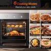 imageEmpava 24 inch Electric Single Wall Oven with 6 Cooking Funcitons Builtin Convection System with Mechanical Knob Control Stainless SteelB14