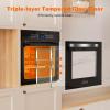 imageEmpava 24 inch Electric Single Wall Oven with 6 Cooking Funcitons Builtin Convection System with Mechanical Knob Control Stainless SteelC17
