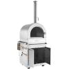 imageEmpava 325quot Wood Fired Pizza Oven Grill with Stand and Wheels for Outdoor Camping Backyard GardenPatio in Stainless Steel RedPG02
