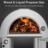 imageEmpava 325quot Wood Fired Pizza Oven Grill with Stand and Wheels for Outdoor Camping Backyard GardenPatio in Stainless Steel RedPG03