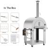 imageEmpava 325quot Wood Fired Pizza Oven Grill with Stand and Wheels for Outdoor Camping Backyard GardenPatio in Stainless Steel RedPG05