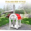imageEmpava 325quot Wood Fired Pizza Oven Grill with Stand and Wheels for Outdoor Camping Backyard GardenPatio in Stainless Steel RedPG06