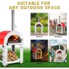 imageEmpava 325quot Wood Fired Pizza Oven Grill with Stand and Wheels for Outdoor Camping Backyard GardenPatio in Stainless Steel RedPG06