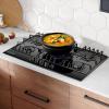 imageEmpava 36 Inch Gas Cooktop with 5 Italy Sabaf Sealed Burners NGLPG Convertible Tempered Glass in Black Model 2020