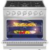 imageEmpava 36 Inch ProStyle Slidein Single Oven Gas Range with 6 Sealed Ultra HighLow BurnersHeavy Duty Continuous Grates in Stainless Steel36 Inch