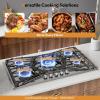 imageEmpava 36 in Gas Stove Cooktop with 5 Italy Sabaf Sealed Burners NGLPG Convertible in Stainless Steel EMPV36GC22 36 Inch