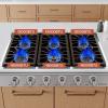 imageEmpava 36 in ProStyle Professional Slidein Natural Gas Rangetop with 6 Deep Recessed Sealed Ultra HighLow BurnersHeavy Duty Continuous Grates in Stainless Steel 36 Inch Silver