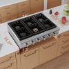 imageEmpava 36 in ProStyle Professional Slidein Natural Gas Rangetop with 6 Deep Recessed Sealed Ultra HighLow BurnersHeavy Duty Continuous Grates in Stainless Steel 36 Inch Silver