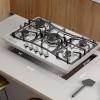 imageEmpava 36quot Gas Stove Cooktop NGLPG Convertible with 5 Italy Sabaf Sealed Burners in Black Tempered Glass 36 InchNGLPG Convertible