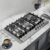 imageEmpava 36quot Recessed Gas Stove Cooktop with 5 Italy SABAF Sealed Burner NGLPG Convertible in Stainless Steel30GC38
