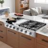 imageEmpava 48 in ProStyle Professional Slidein Natural Gas Rangetop with 6 Deep Recessed Sealed Ultra HighLow BurnersHeavy Duty Continuous GratesInfrared Griddle in Stainless Steel 48 Inch Silver