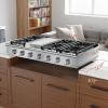 imageEmpava 48 in ProStyle Professional Slidein Natural Gas Rangetop with 6 Deep Recessed Sealed Ultra HighLow BurnersHeavy Duty Continuous GratesInfrared Griddle in Stainless Steel 48 Inch Silver