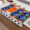imageEmpava 48 in ProStyle Professional Slidein Natural Gas Rangetop with 6 Deep Recessed Sealed Ultra HighLow BurnersHeavy Duty Continuous GratesInfrared Griddle in Stainless Steel 48 Inch Silver