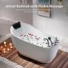 imageEmpava 59 Inch Freestanding Whirlpool Tub  Acrylic Jetted BathtubDeep Concave Back Tapered InteriorETL Certified