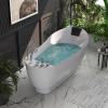imageEmpava 59 Inch Freestanding Whirlpool Tub  Acrylic Jetted BathtubDeep Concave Back Tapered InteriorETL Certified