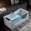 imageEmpava 59 in Acrylic Alcove Whirlpool Bathtub  Hydromassage Rectangular Jetted Soaking Tub with Center Drain  Waterfall Faucet59InchJT408