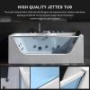 imageEmpava 59 in Acrylic Alcove Whirlpool Bathtub  Hydromassage Rectangular Jetted Soaking Tub with Center Drain  Waterfall Faucet59InchJT408