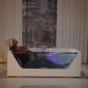 imageEmpava 59 in Acrylic Alcove Whirlpool Bathtub  Hydromassage Rectangular Jetted Soaking Tub with Center Drain  Waterfall Faucet67 InchJT408