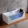 imageEmpava 59 in Acrylic Alcove Whirlpool Bathtub  Hydromassage Rectangular Jetted Soaking Tub with Center Drain  Waterfall Faucet67 InchJT408