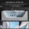 imageEmpava 59 in Acrylic Alcove Whirlpool Bathtub  Hydromassage Rectangular Jetted Soaking Tub with Center Drain  Waterfall Faucet67 InchJT408
