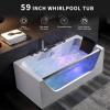 imageEmpava 59 x 29quot Whirlpool Tub750W Acrylic Jetted Bathtub with 11 JetsHydromassage with Chromatherapy3Side Apron58 GallonsETL Certified