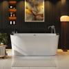 imageEmpava 59Inch Freestanding Whirlpool Bathtub Oval with 8 Hydromassage Adjustable Water Jets Luxury Acrylic Massage SPA Soaking Bath Tub Double Ended59 Inch