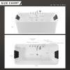 imageEmpava 59Inch White Freestanding Whirlpool Bathtub Rectangular with 8 Hydromassage Adjustable Water Jets