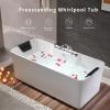 imageEmpava 59Inch White Freestanding Whirlpool Bathtub Rectangular with 8 Hydromassage Adjustable Water Jets