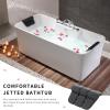 imageEmpava 59Inch White Freestanding Whirlpool Bathtub Rectangular with 8 Hydromassage Adjustable Water Jets