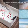 imageEmpava 59Inch White Freestanding Whirlpool Bathtub Rectangular with 8 Hydromassage Adjustable Water Jets