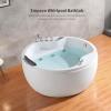 imageEmpava 59quot Freestanding Whirlpool Tub with Right Drain 750W Stand Alone Jetted Bathtub with 6 Powerful Nozzles AcrylicRound2 Big Platforms to Rest Your HandsETL Certified59 Inch