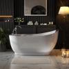 imageEmpava 59quot x 29quot Freestanding Whirlpool Tub Acrylic 560W Jetted Bathtub with 7 Hydromassage NozzlesLumbar and Neck SupportETL Certified