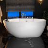 imageEmpava 67 Inch Freestanding Whirlpool Tub  Stand Alone Jetted Bathtub with Large Recline Angle Boat Shape Hydromassage AcrylicETL Certified