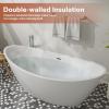 imageEmpava 67 Inch Luxury Freestanding Bathtub Acrylic Soaking SPA Tub Contemporary Design with Brushed Nickel Overflow and Drain White67 Inch