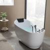 imageEmpava 67 in Acrylic Freestanding Tub Hydromassage Gracefully Oval Shaped Whirlpool 7 Water Jets Soaking SPA SingleEnded Massage Bathtub with Black Pillow  White