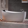 imageEmpava 67 in Acrylic Freestanding Tub Hydromassage Gracefully Oval Shaped Whirlpool 7 Water Jets Soaking SPA SingleEnded Massage Bathtub with Pillow  White