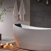 imageEmpava 67 in Acrylic Freestanding Tub Hydromassage Gracefully Oval Shaped Whirlpool 7 Water Jets Soaking SPA SingleEnded Massage Bathtub with Pillow  White