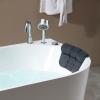 imageEmpava 67 in Acrylic Freestanding Tub Hydromassage Gracefully Oval Shaped Whirlpool 8 Water Jets Soaking SPA DoubleEnded Massage Bathtub with Two Black Pillow  White