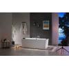imageEmpava 67 in Acrylic Freestanding Tub Hydromassage Gracefully Rectangle Shaped Whirlpool 8 Water Jets Soaking SPA DoubleEnded Massage Bathtub with Black Pillows  White