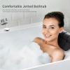 imageEmpava 67 in Acrylic Freestanding Tub Hydromassage Gracefully Rectangle Shaped Whirlpool 8 Water Jets Soaking SPA DoubleEnded Massage Bathtub with Black Pillows  White
